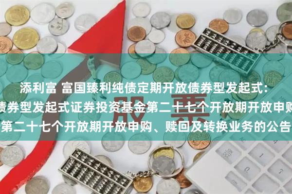 添利富 富国臻利纯债定期开放债券型发起式: 富国臻利纯债定期开放债券型发起式证券投资基金第二十七个开放期开放申购、赎回及转换业务的公告