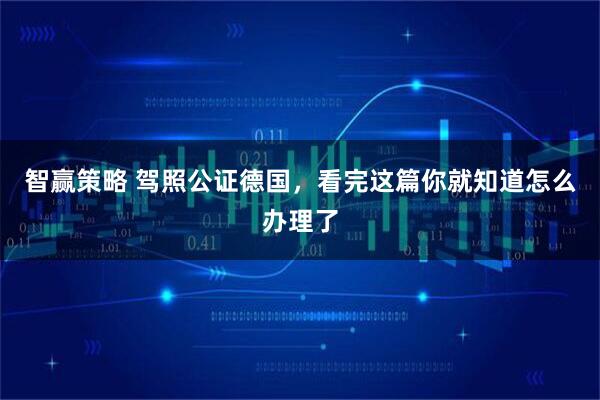 智赢策略 驾照公证德国，看完这篇你就知道怎么办理了